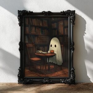 Ghost Art Print, Book Gothic Wall Art, Spooky Halloween Decor, Dark Art, Ghost